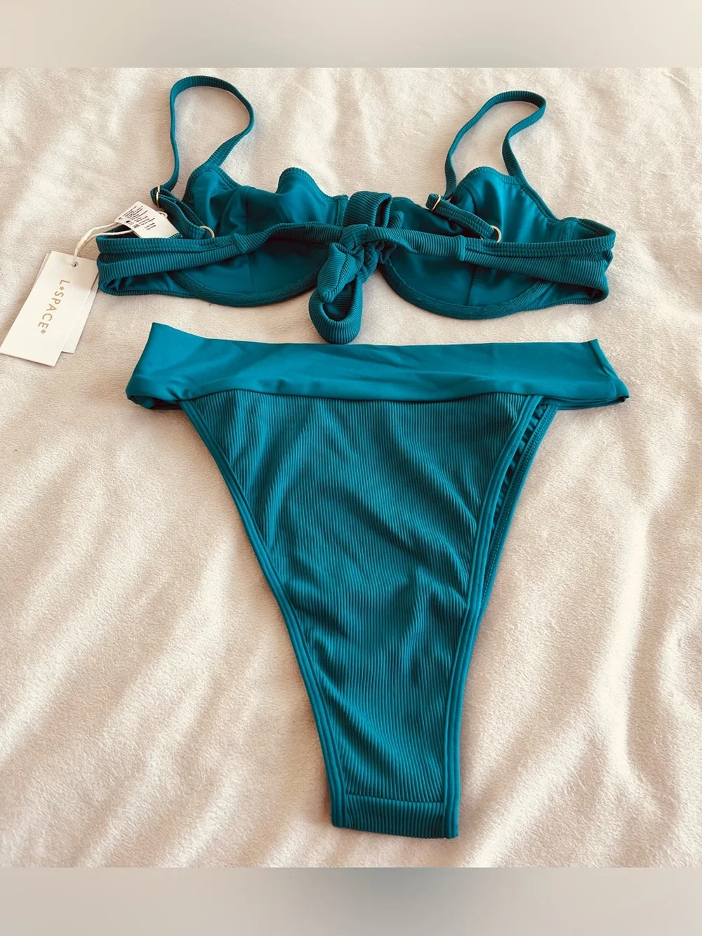 L*Space Bikini Set Hunter Top & Lola Bitsy Bottom Blue Small/Medium Resortwear